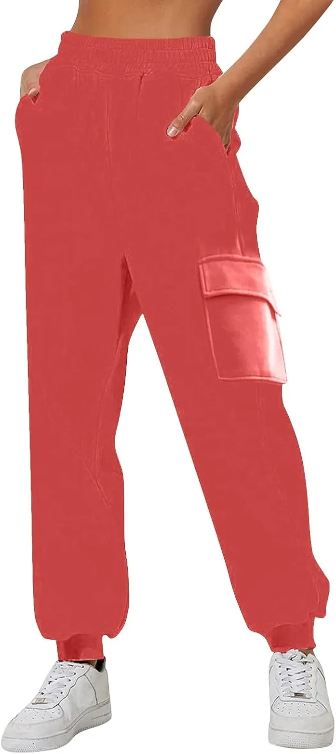 Women's Fleece Lined Sweatpants High Waisted Jogger Pants Warm Summer Workout Lounge Bottoms