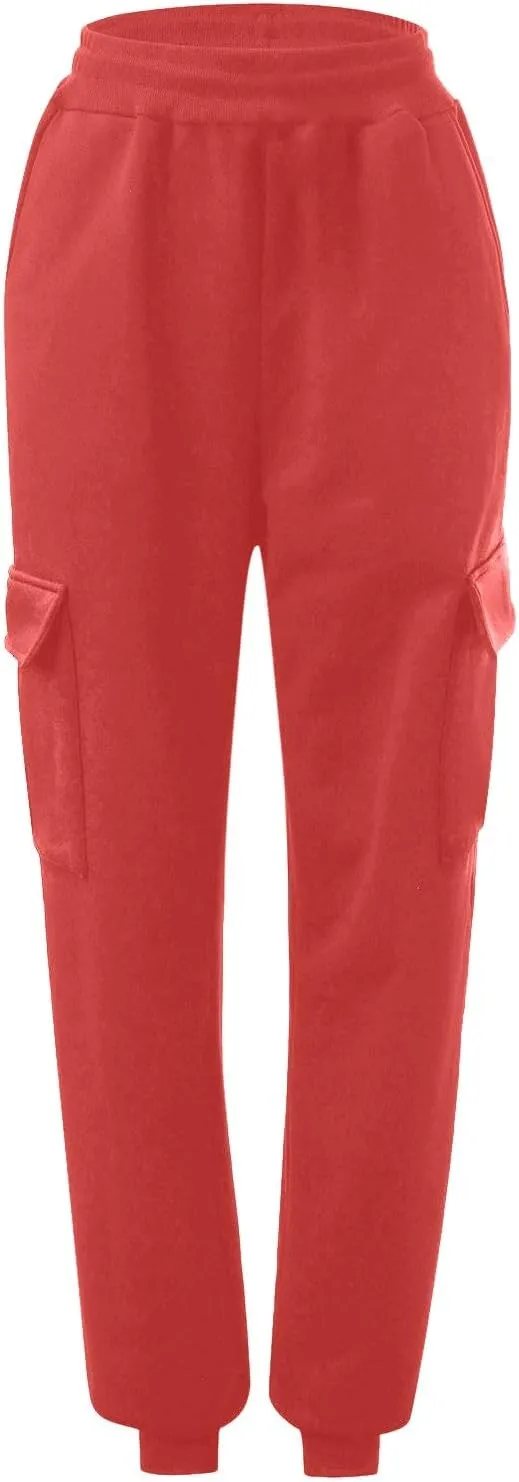 Women's Fleece Lined Sweatpants High Waisted Jogger Pants Warm Summer Workout Lounge Bottoms