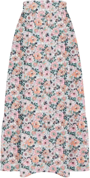 Women's Floral Long Skirts Split Summer Skirts Elastic Waist Flowy Maxi Skirt A Line Beach Skirts Boho Casual Skirts