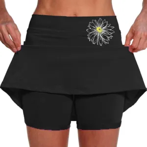 Womens Golf Skorts with Pockets Plus Size High Waist Tennis Skirt with Shorts Underneath Tummy Control Mini Skirts