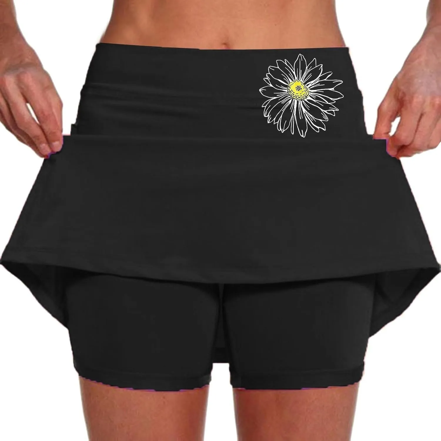 Womens Golf Skorts with Pockets Plus Size High Waist Tennis Skirt with Shorts Underneath Tummy Control Mini Skirts