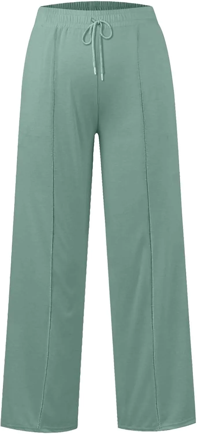Womens High Waisted Wide Leg Lounge Sweat Pants Baggy Loose Athletic Joggers Pants Drawstring Comfy Flare Sweatpants