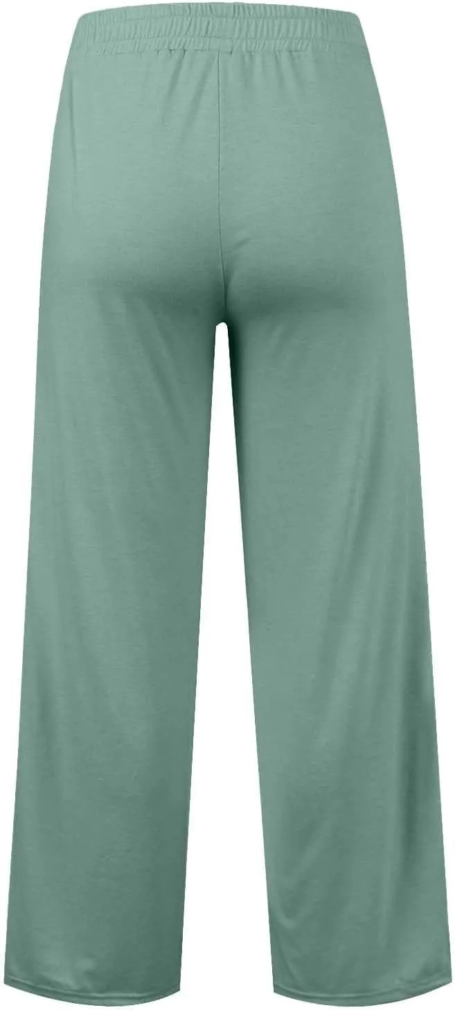 Womens High Waisted Wide Leg Lounge Sweat Pants Baggy Loose Athletic Joggers Pants Drawstring Comfy Flare Sweatpants
