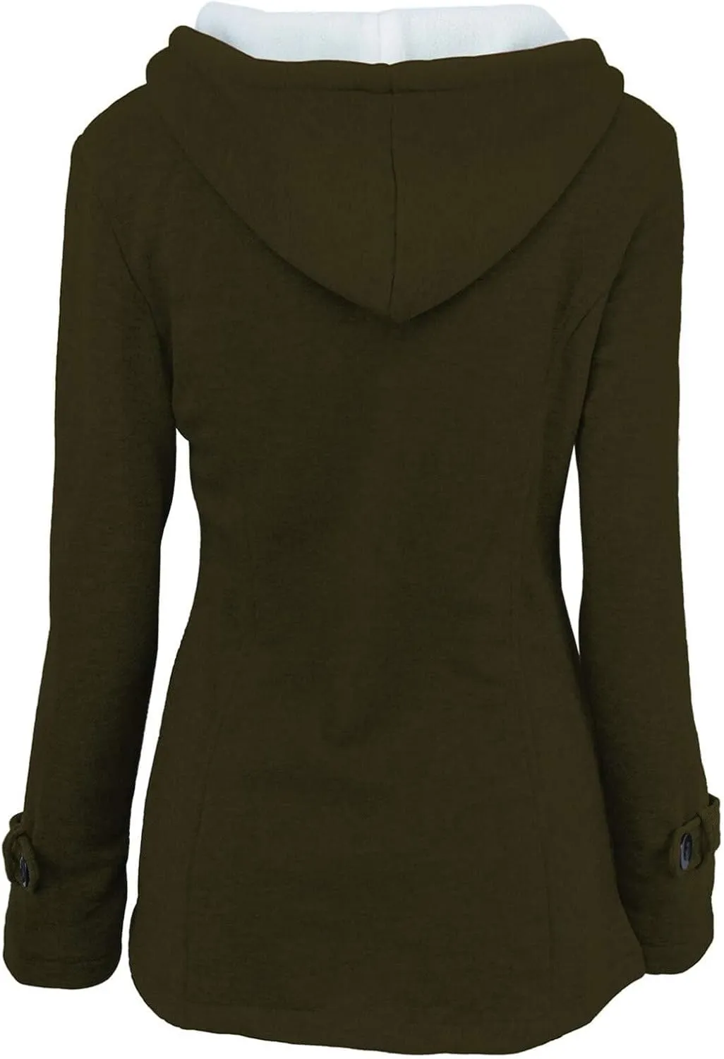Womens Horn Button Fleece Jacket Hooded Sherpa Lined Coats Classic Fashion Winter Thicken Warm Pea Coat Parkas Outwear