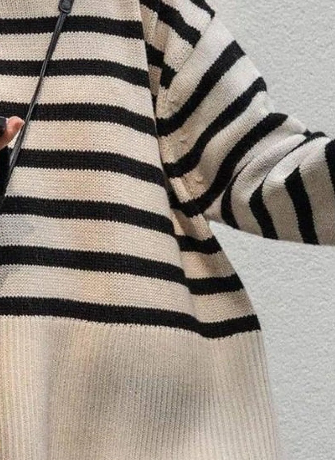 Women's Lazy Style Oversized Striped Turtle Neck Pullover Sweaters Long Sleeve Casual Outfits 2024 Winter Knitted Tops