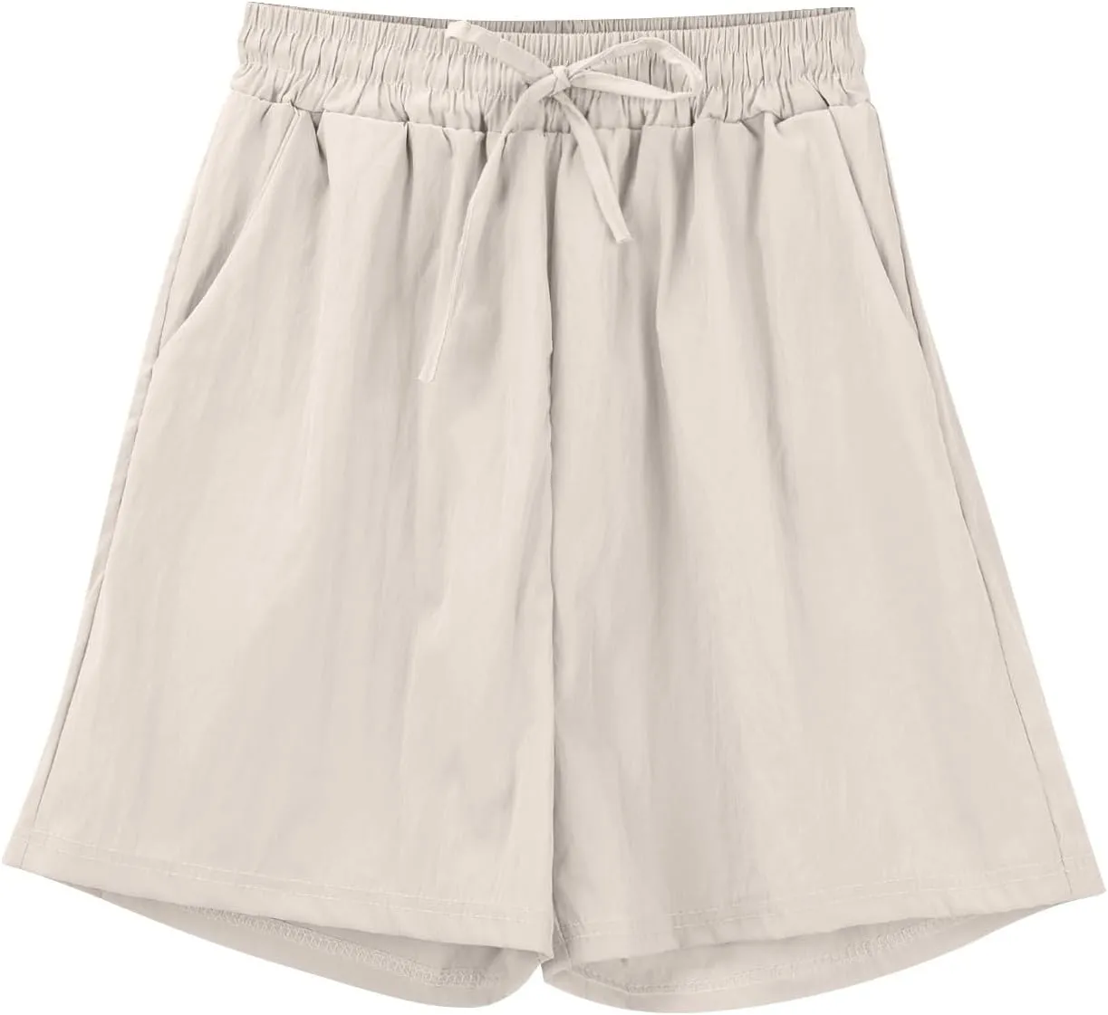 Women's Linen Shorts High Waisted Pleated Casual Bermuda Pants Lightweight Loose Wide Leg Workout Short with Pockets
