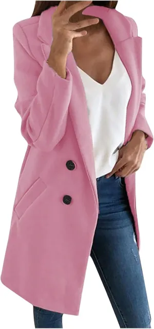Womens Long Trench Coats Warm Wool Blend Pea Coat Dressy Coats Winter Coats Long Cardigan Jackets Peacoat Overcoats