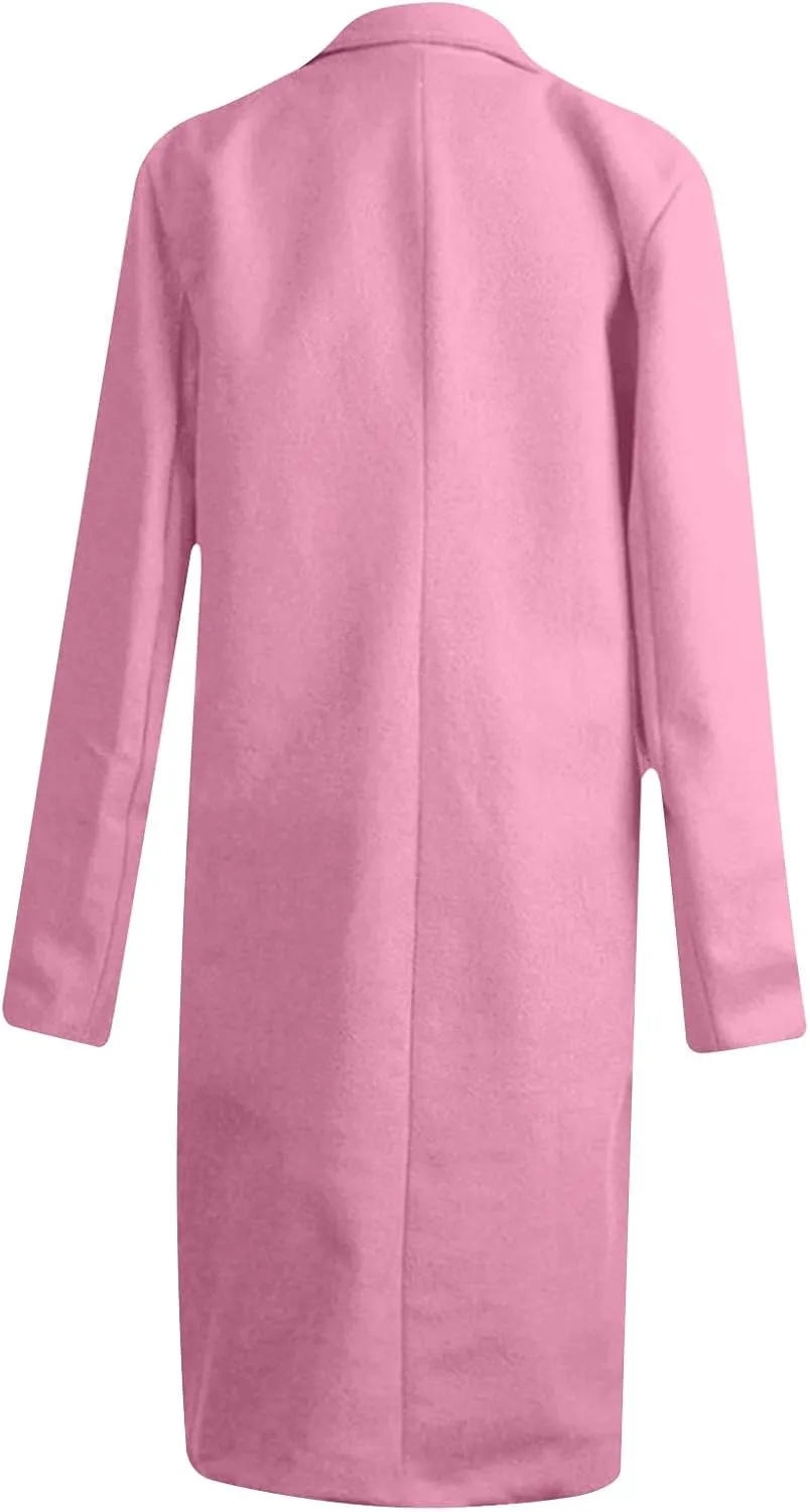 Womens Long Trench Coats Warm Wool Blend Pea Coat Dressy Coats Winter Coats Long Cardigan Jackets Peacoat Overcoats