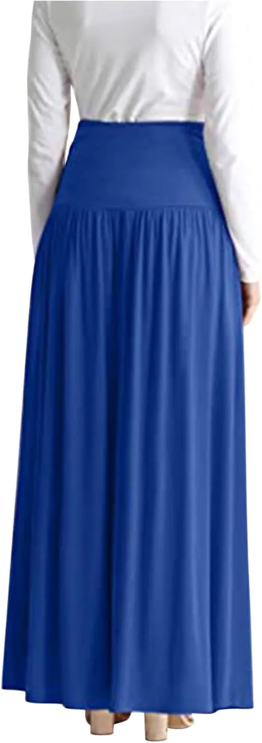 Womens Maxi Flowy Skirts High Waisted Boho Skirts with Pockets A Line Long Skirts Plus Size Casual Skirts Cruise Wear
