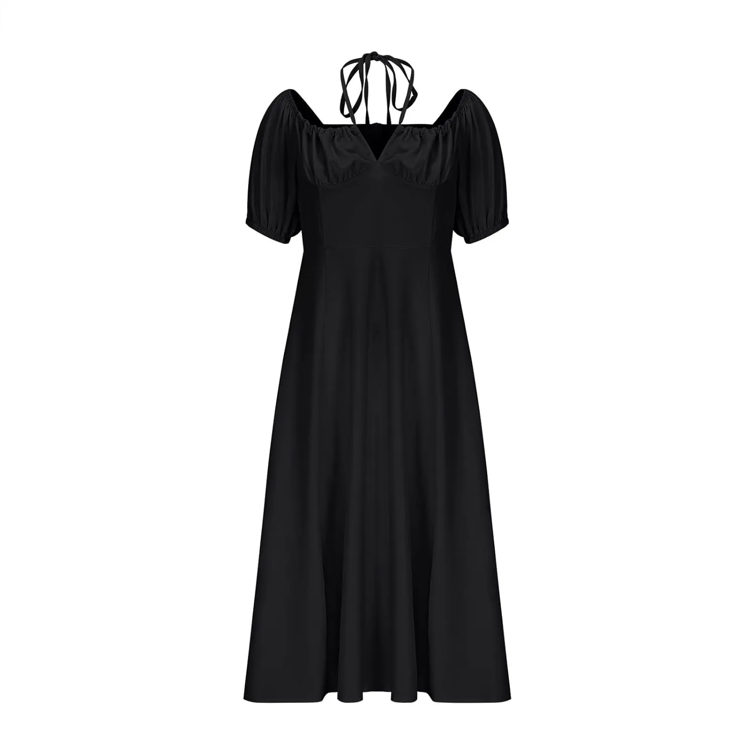 Womens Off The Shoulder Party Dresses Short Sleeve Flowy Long Dress Solid Color Casual Summer Dress