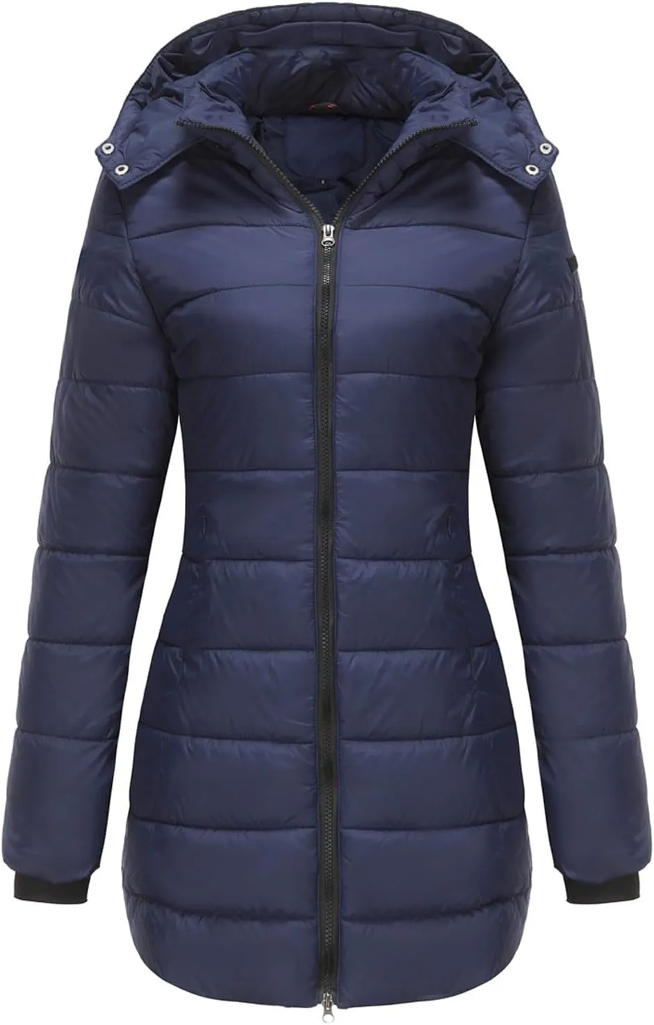 Womens Packable Puffer Coat Trendy Windproof Lightweight Down Jacket 2024 Winter Warm Long Puffer Coat Detachable Hood