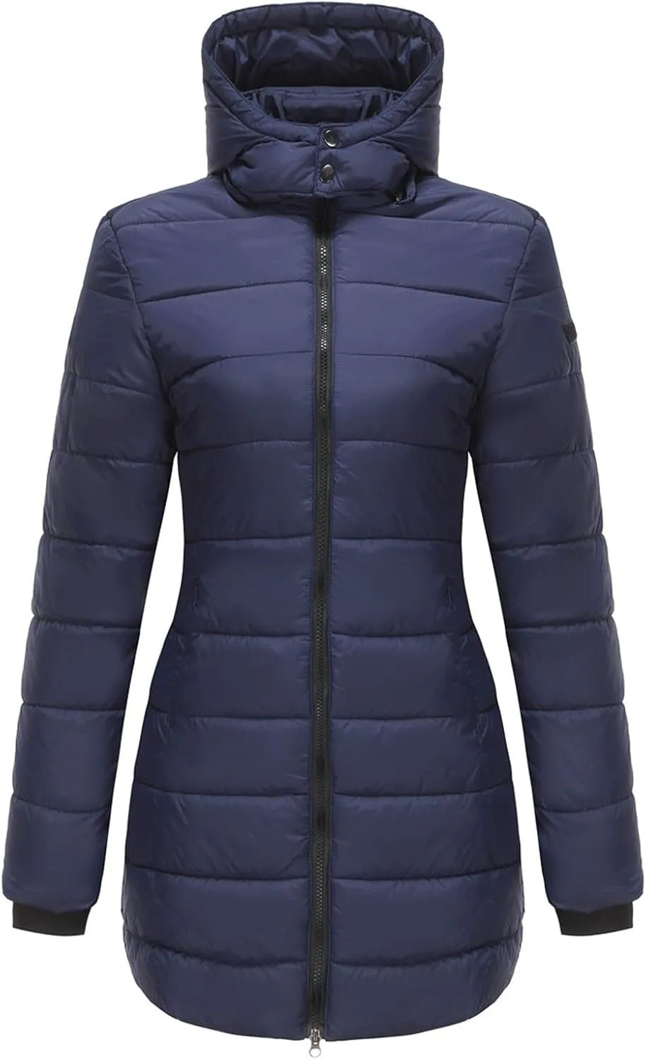 Womens Packable Puffer Coat Trendy Windproof Lightweight Down Jacket 2024 Winter Warm Long Puffer Coat Detachable Hood