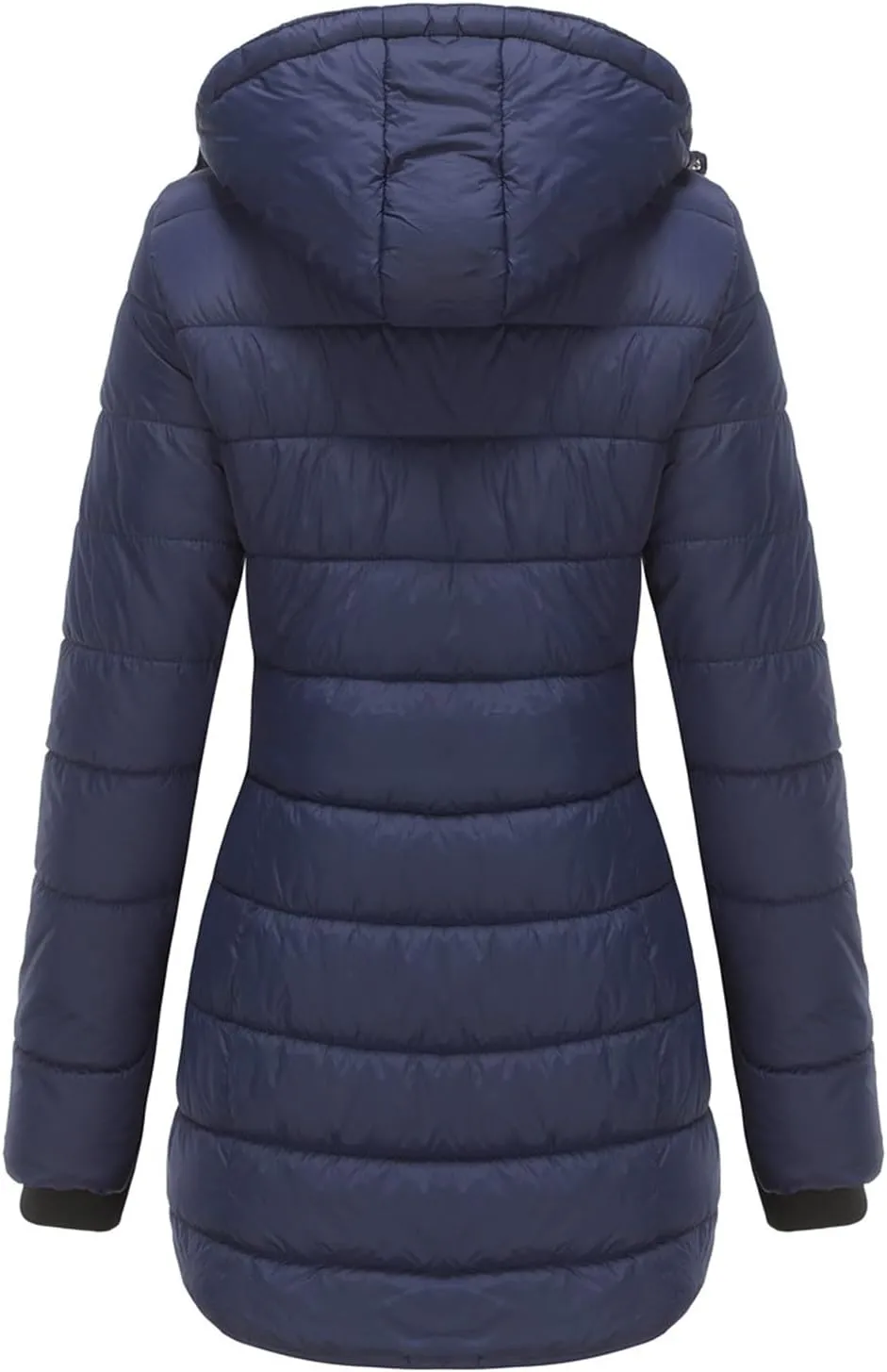 Womens Packable Puffer Coat Trendy Windproof Lightweight Down Jacket 2024 Winter Warm Long Puffer Coat Detachable Hood