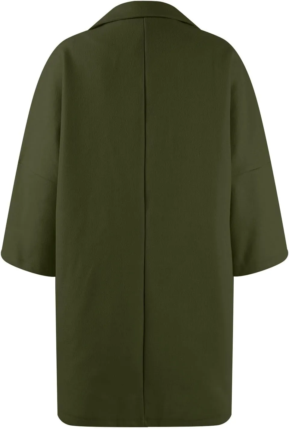 Womens Pea Coats Trendy Lapel Neck 3/4 Sleeve Button Coats Winter Double Breasted Wool Coats with Pockets