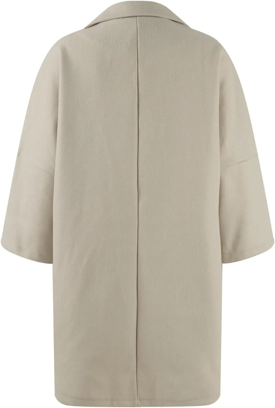 Womens Pea Coats Trendy Lapel Neck 3/4 Sleeve Button Coats Winter Double Breasted Wool Coats with Pockets