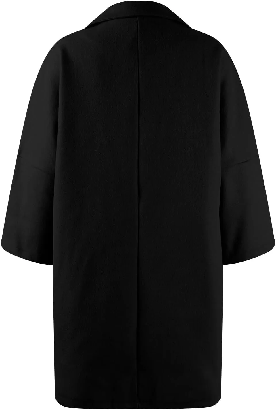 Womens Pea Coats Trendy Lapel Neck 3/4 Sleeve Button Coats Winter Double Breasted Wool Coats with Pockets
