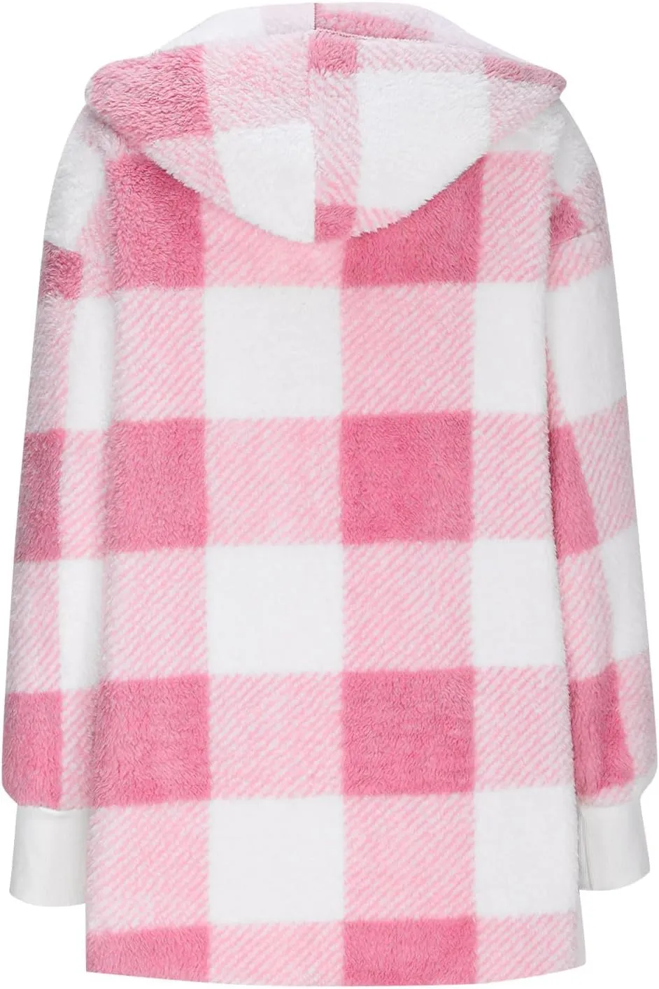 Womens Plaid Fleece Jackets 2025 Casual Sherpa Hooded Plaid Jackets Oversized Long Sleeve Loose Plaid Hoodie Jackets