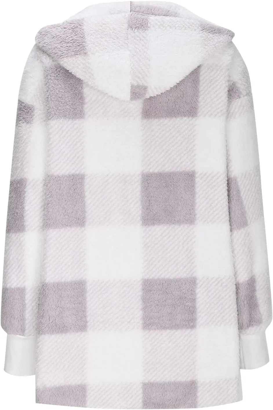 Womens Plaid Fleece Jackets 2025 Casual Sherpa Hooded Plaid Jackets Oversized Long Sleeve Loose Plaid Hoodie Jackets