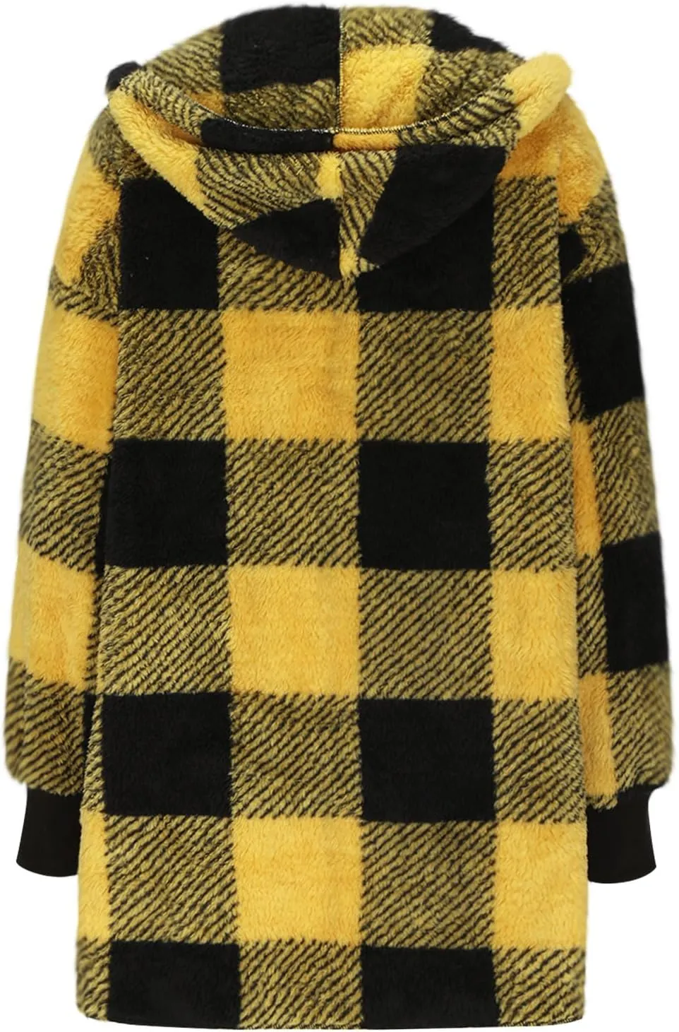 Womens Plaid Fleece Jackets 2025 Casual Sherpa Hooded Plaid Jackets Oversized Long Sleeve Loose Plaid Hoodie Jackets