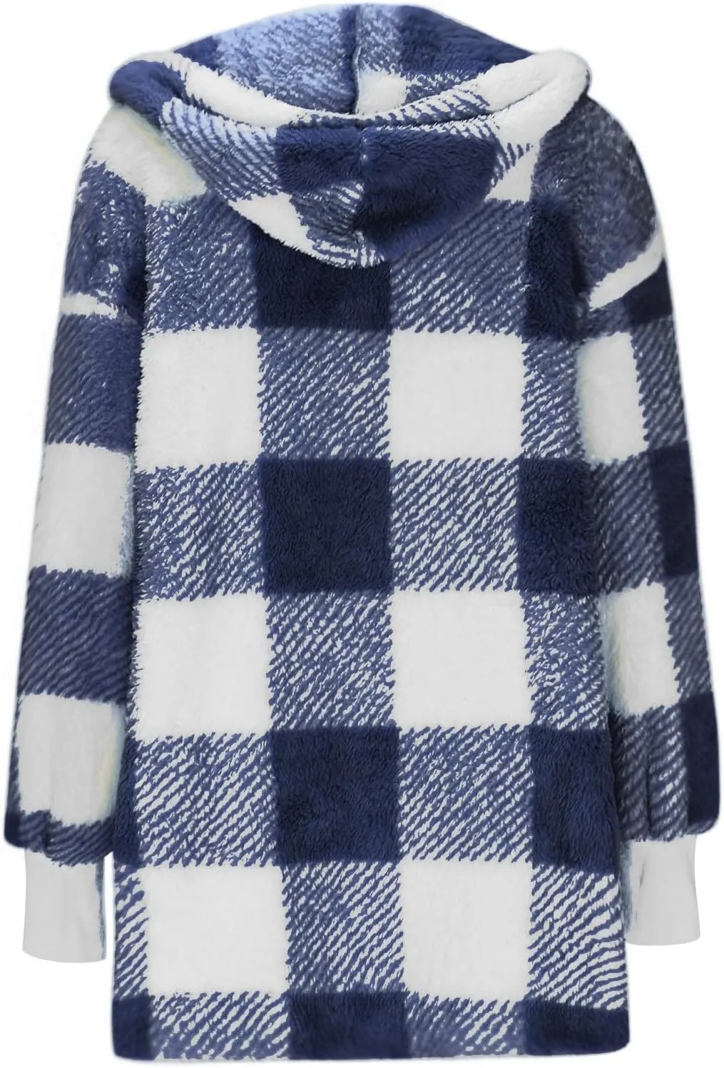 Womens Plaid Fleece Jackets 2025 Casual Sherpa Hooded Plaid Jackets Oversized Long Sleeve Loose Plaid Hoodie Jackets
