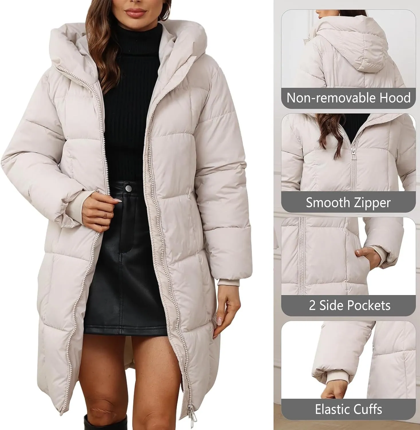 Women's Puffer Parka Jacket Quilted Outerwear Outerwear Jackets Winter Warm Hooded Snow Coats