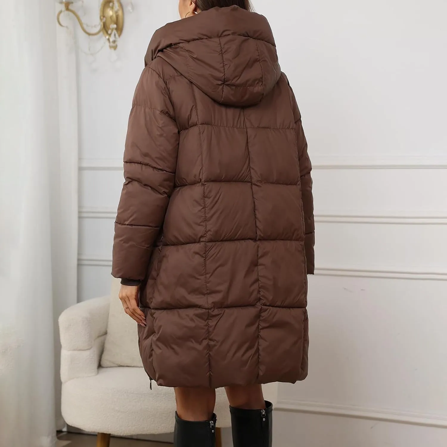 Women's Puffer Parka Jacket Quilted Outerwear Outerwear Jackets Winter Warm Hooded Snow Coats