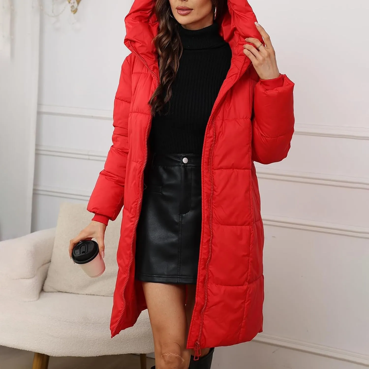 Women's Puffer Parka Jacket Quilted Outerwear Outerwear Jackets Winter Warm Hooded Snow Coats