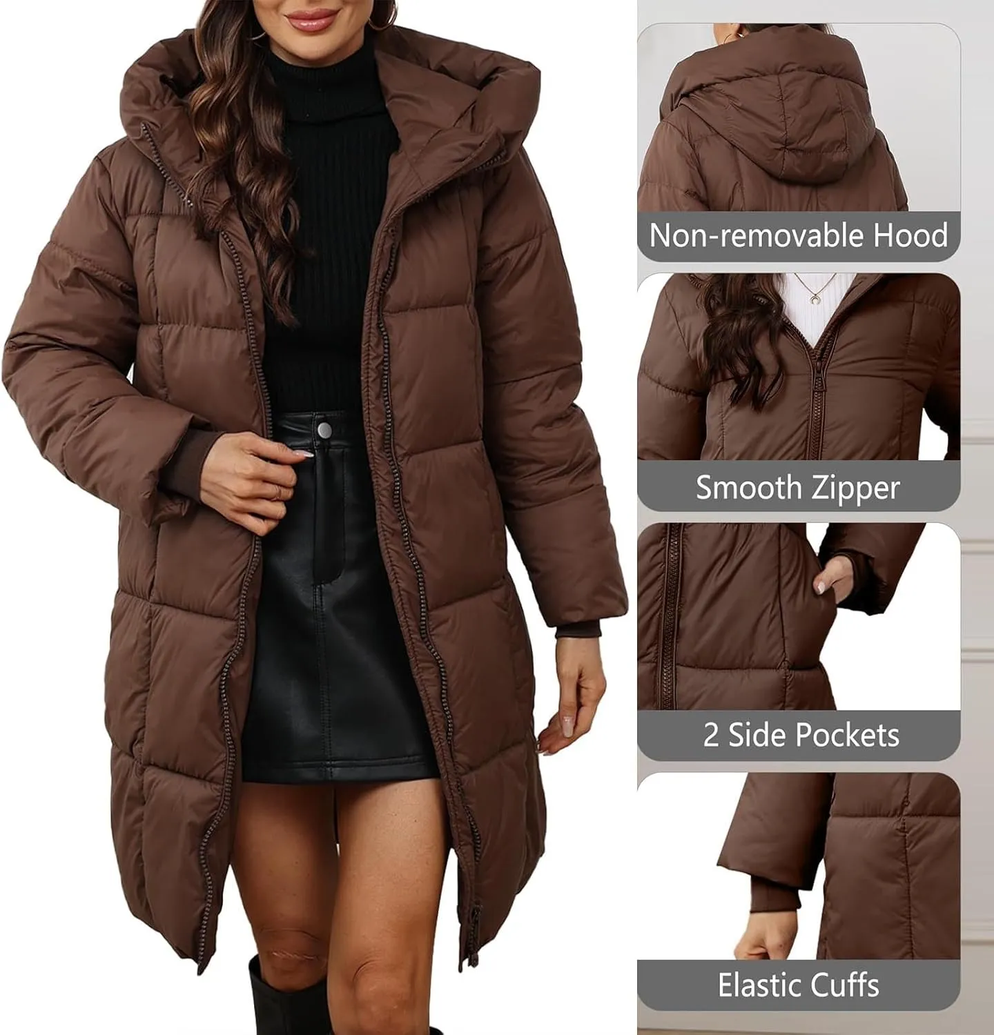 Women's Puffer Parka Jacket Quilted Outerwear Outerwear Jackets Winter Warm Hooded Snow Coats