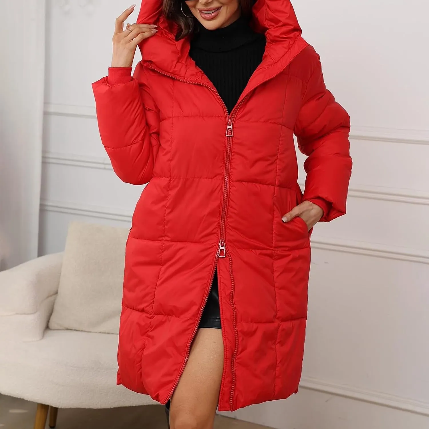 Women's Puffer Parka Jacket Quilted Outerwear Outerwear Jackets Winter Warm Hooded Snow Coats