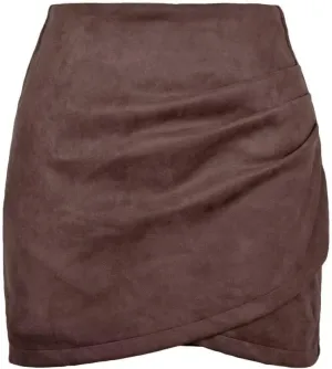 Women's Skirts High Waisted Ruched Wrap Faux Suede Mini Skirts Zipper Back A-Line Bodycon Mini Skirts Elegant Skirts