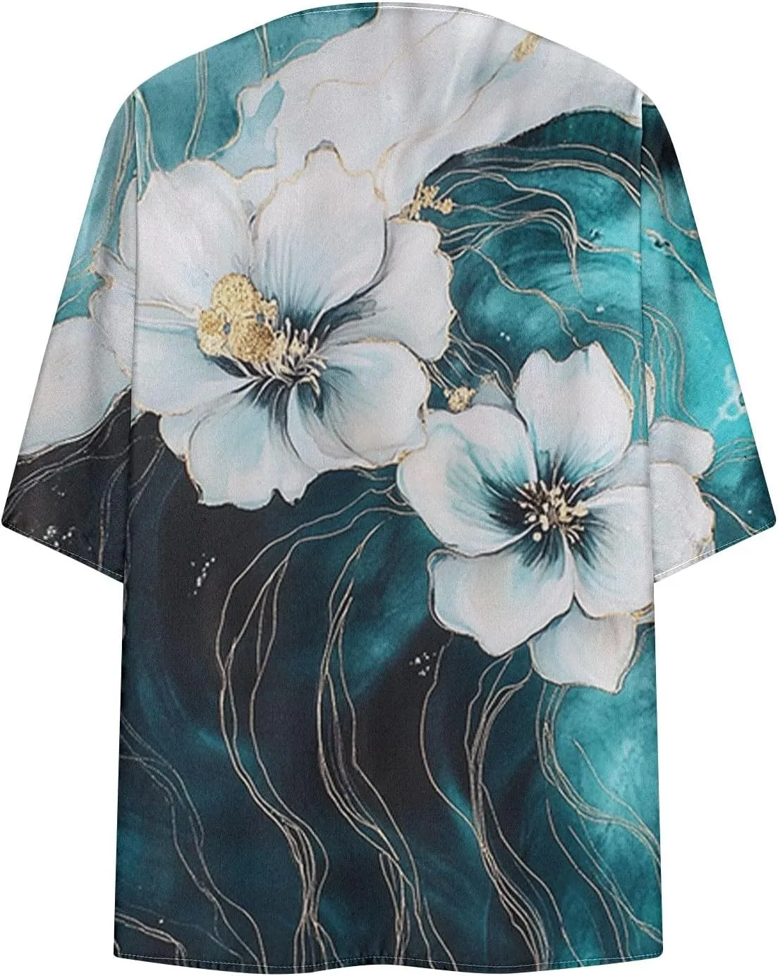 Womens Summer 3/4 Sleeve Chiffon Kimono Cardigan Work Swimsuit Open Cover Ups Front Flowy Loose Beach Coverups