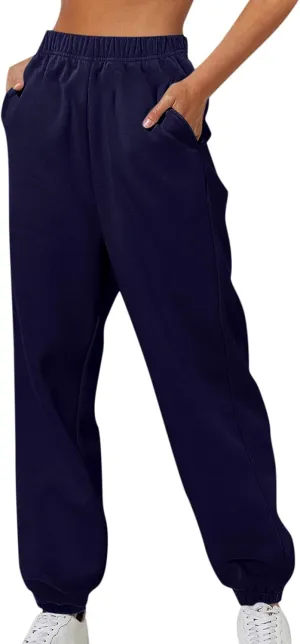 Womens Sweatpants Hiking Bottoms Joggers Lounge Drawstring Straight Leg High Waisted Basics Pants Trousers