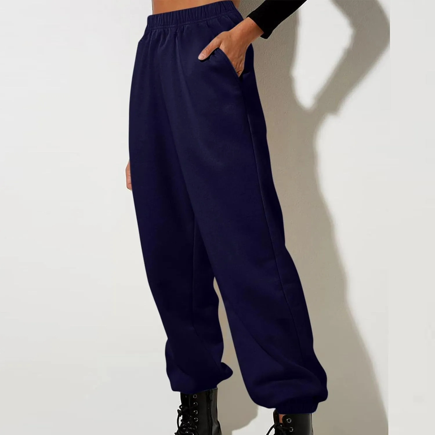 Womens Sweatpants Hiking Bottoms Joggers Lounge Drawstring Straight Leg High Waisted Basics Pants Trousers