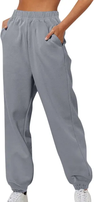 Womens Sweatpants Hiking Bottoms Joggers Lounge Drawstring Straight Leg High Waisted Basics Pants Trousers