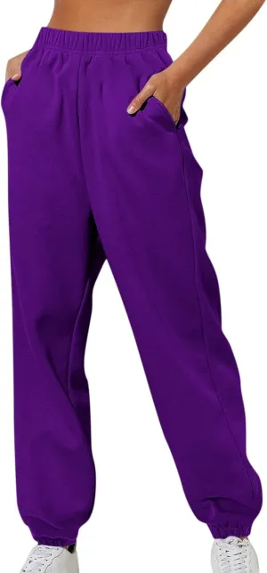 Womens Sweatpants Hiking Bottoms Joggers Lounge Drawstring Straight Leg High Waisted Basics Pants Trousers