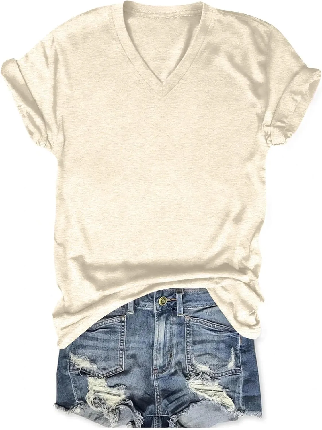 Womens Tops Basic Summer V Neck T Shirts Short Sleeve Dressy Casual Loose Fit Cute Tee Clothes Trendy Fashion Outfits