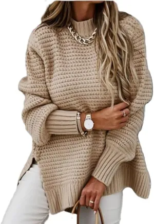 Womens Turtleneck Sweaters Oversized Batwing Long Sleeve Pullover Fall Winter Loose Chunky Knit Jumper Tops