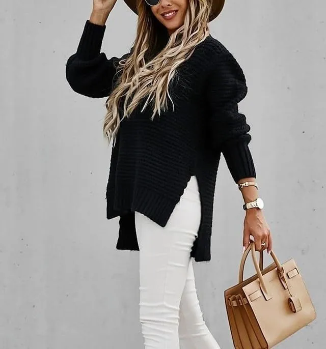 Womens Turtleneck Sweaters Oversized Batwing Long Sleeve Pullover Fall Winter Loose Chunky Knit Jumper Tops