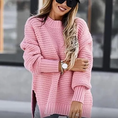 Womens Turtleneck Sweaters Oversized Batwing Long Sleeve Pullover Fall Winter Loose Chunky Knit Jumper Tops