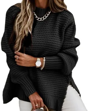 Womens Turtleneck Sweaters Oversized Batwing Long Sleeve Pullover Fall Winter Loose Chunky Knit Jumper Tops