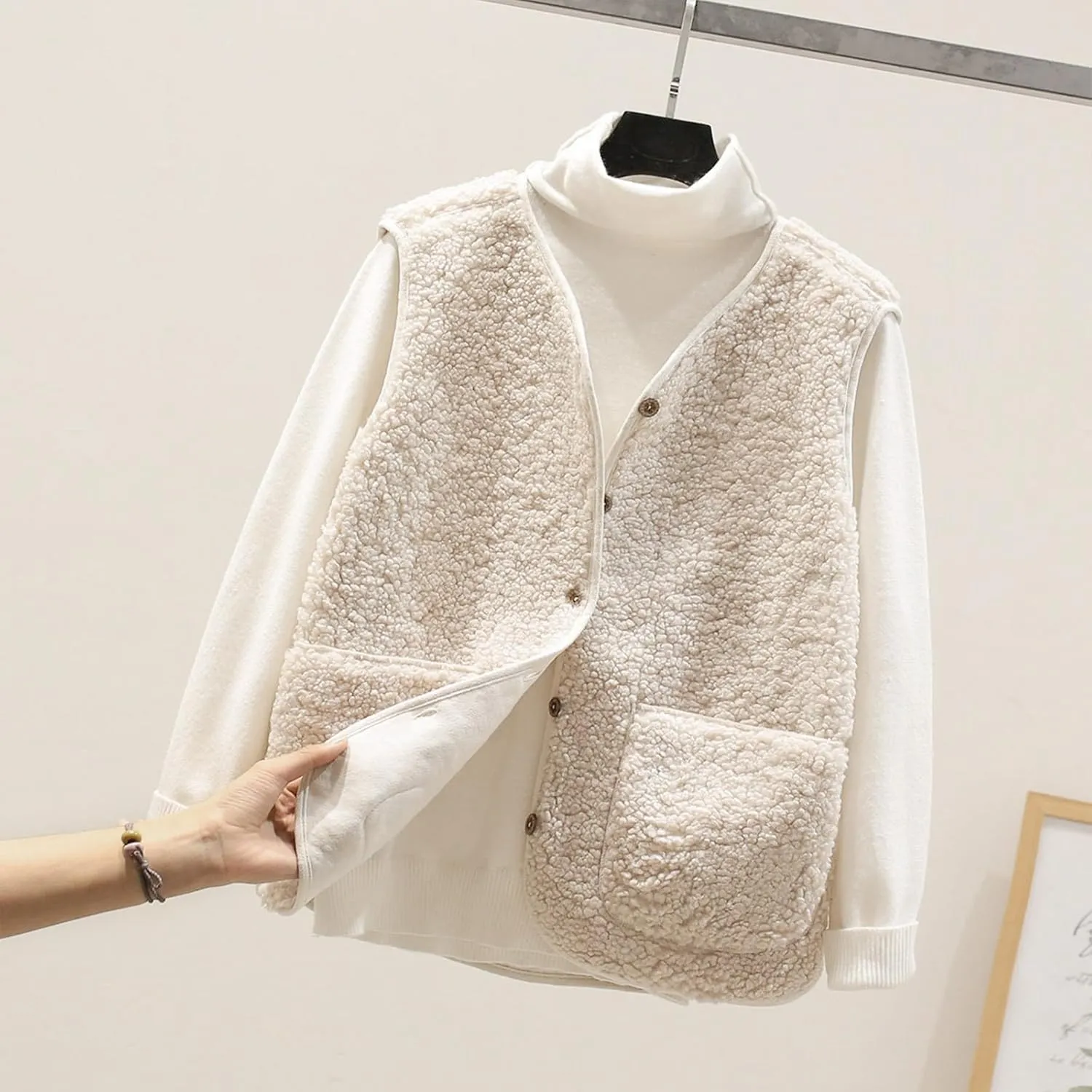 Womens Vest Casual Sleeveless Cardigans V Neck Warm Casual Cute Warm Vest Top Sleeveless Quilted Vest Women
