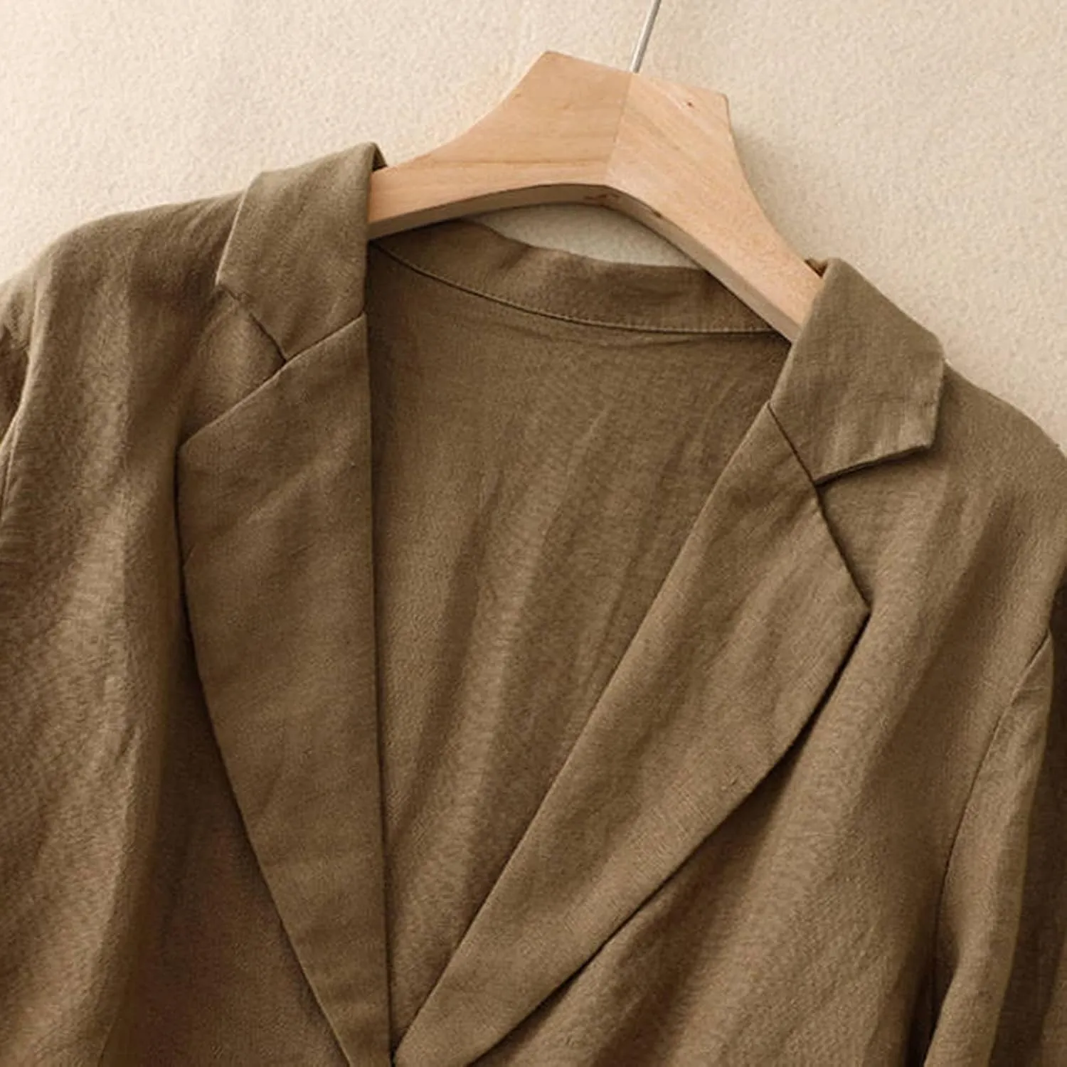 Womens Vintage Oversized Blazers Loose Cotton Linen Button Suit Jackets Breathy Lightweight Comfy Blazer Lapel Coats