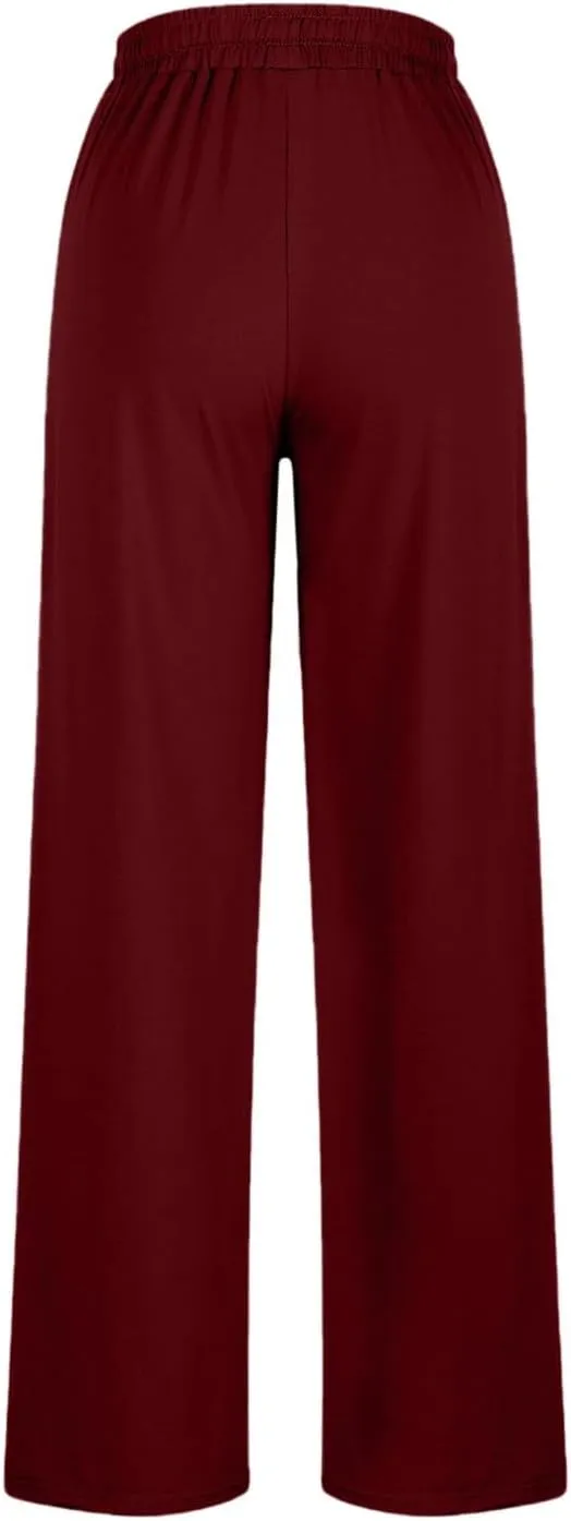 Women's Wide Leg Sweatpants Drawstring Loose Wide Leg Lounge Pants Straight Leg High Waist Casual Joggers Trousers