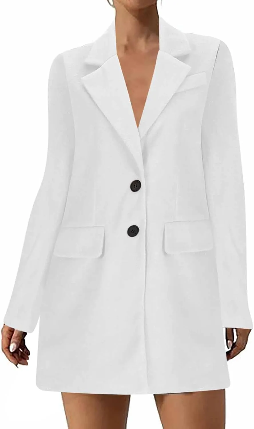 Womens Winter Coats Casual Notched Collar Single Breasted Mid-Long Trench Coats Formal Work Office Overcoat Wool Coats
