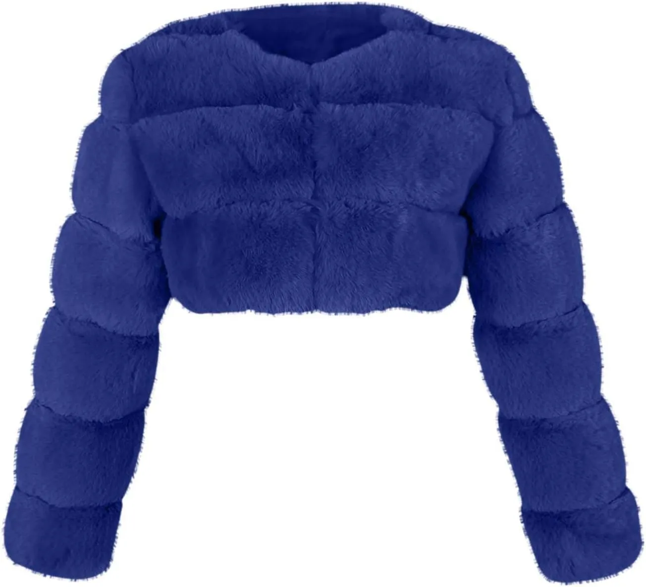 Women's Winter Plus Size Parka Overcoat Solid Long Sleeve Cropped Tops Faux Fur Coat Jacket