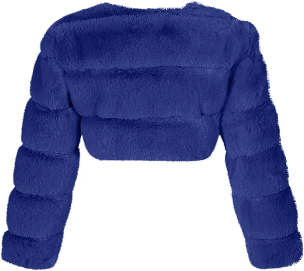 Women's Winter Plus Size Parka Overcoat Solid Long Sleeve Cropped Tops Faux Fur Coat Jacket