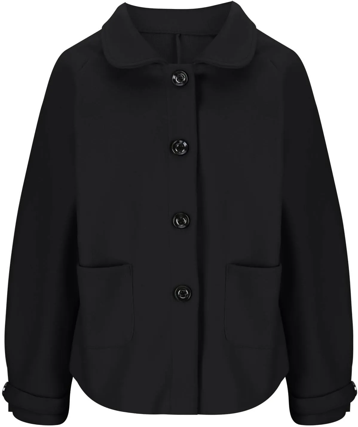 Women's Wool Coats Lapel Cropped Pea Coats Button Up Casual Jackets Trendy Winter Coats Peacoat Fall Outwear Overcoat
