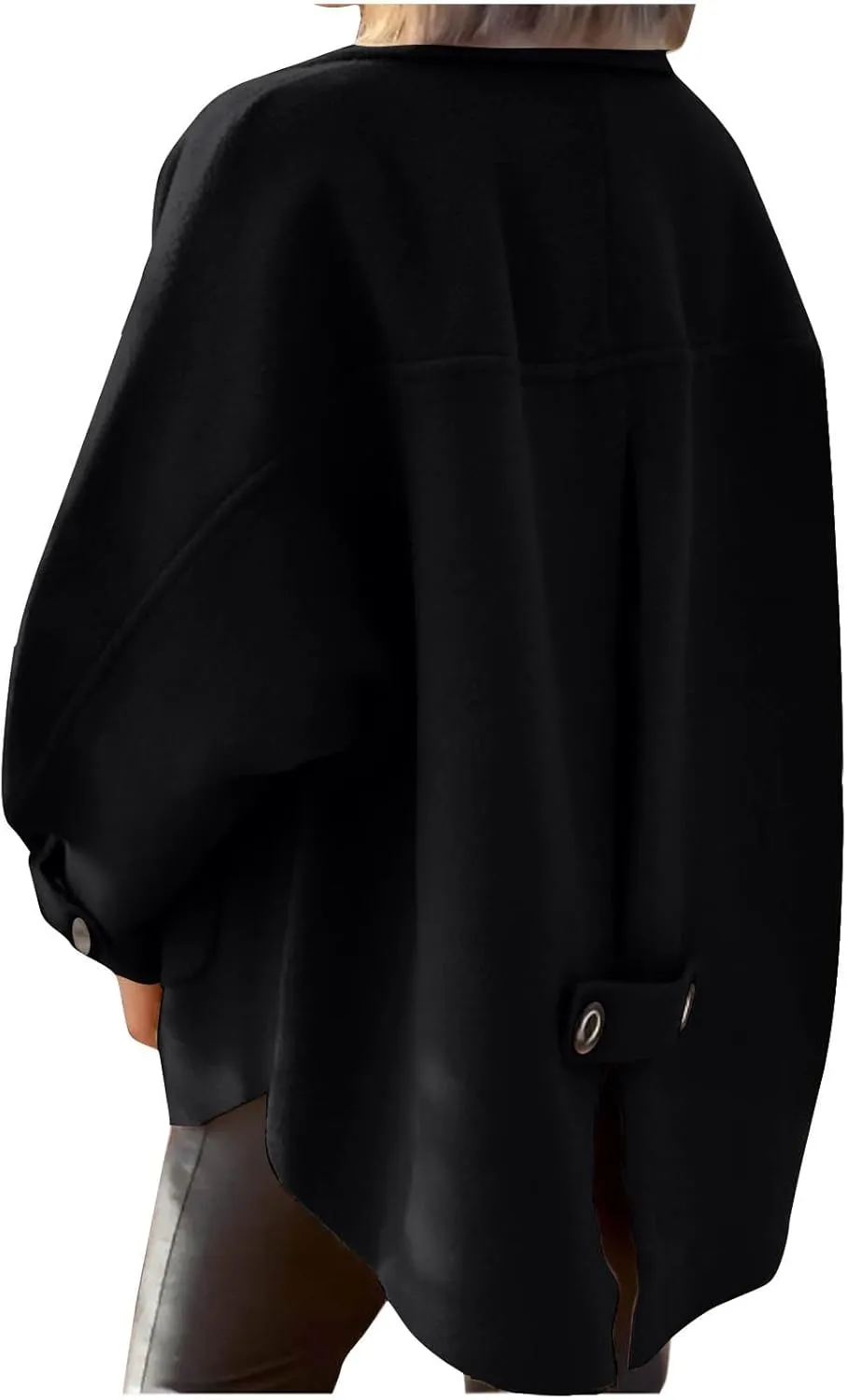 Women's Wool Coats Lapel Cropped Pea Coats Button Up Casual Jackets Trendy Winter Coats Peacoat Fall Outwear Overcoat