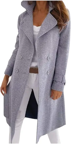 Wool Coats For Women Button Up Pea Coats Tweed Jacket Plus Size Vintage Cardigan Fall Winter Long Sleeve Jacket Warm Outfits