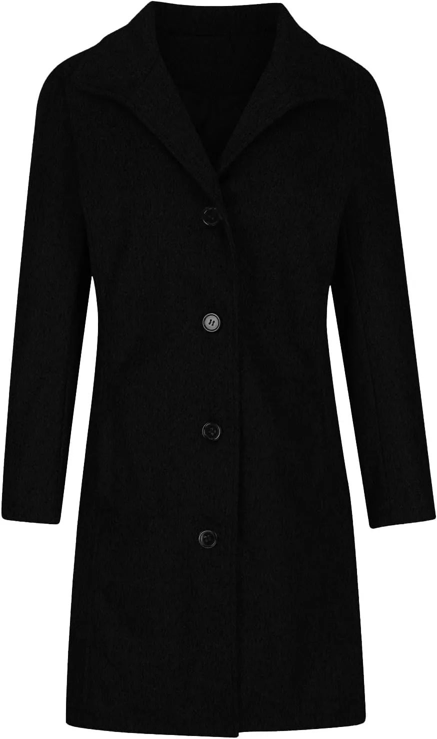 Wool Pea Coats for Women Winter Casual Thicken Wool Blend Stand Collar Single Breasted Pea Coat with Pockets